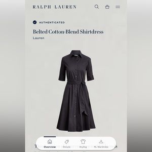 Ralph Lauren Belted Cotton Blend Dress